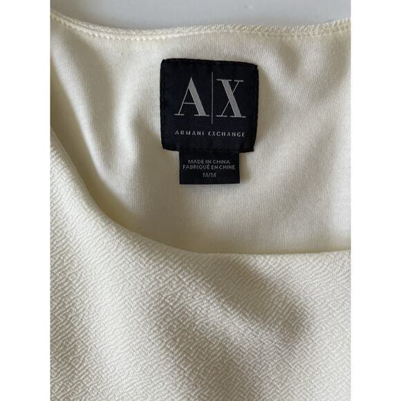 Armani Exchange Moto Jacket Women M Cream White Full Zipper Cropped Office - Picture 2 of 8